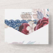 LeahGブルガンディブルーバラレース秋の結婚式招待状 オールインワン招待状 (裏面)