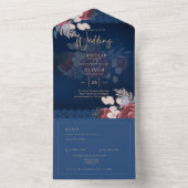 LeahGブルガンディブルーバラレース秋の結婚式招待状 オールインワン招待状 (内側)