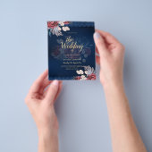 LeahGブルガンディブルーバラレース秋の結婚式招待状 チラシ (手)