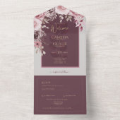 LeahGブルゴーニュ赤面ピンクローズ秋の結婚式Inv. オールインワン招待状 (内側)