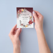 LeahGブルゴーニュ黄色のフローラ結婚式の招待 チラシ (手)