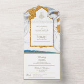 LeahGブルーのイスラム教徒の結婚式がNikahを招待 オールインワン招待状 (内側)