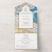 LeahGブルーのイスラム教徒の結婚式がNikahを招待 オールインワン招待状 (内側)