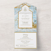 LeahGブルーのイスラム教徒の結婚式がNikahを招待 オールインワン招待状 (内側)