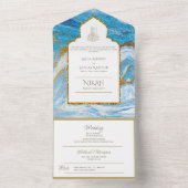 LeahGブルーのイスラム教徒の結婚式がNikahを招待 オールインワン招待状 (内側)
