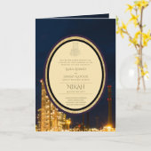 LeahGブルーのイスラム教徒の結婚式がNikahを招待 カード (黄色い花)