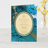 LeahGブルーのイスラム教徒の結婚式がNikahを招待 カード (黄色い花)