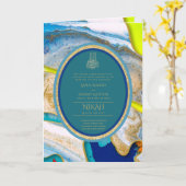 LeahGブルーのイスラム教徒の結婚式がNikahを招待 カード (黄色い花)