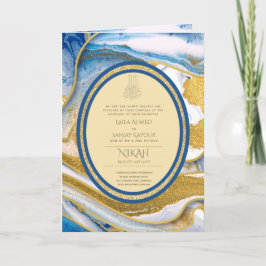 LeahGブルーのイスラム教徒の結婚式がNikahを招待 カード