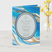 LeahGブルーのイスラム教徒の結婚式がNikahを招待 カード (黄色い花)