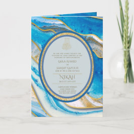 LeahGブルーのイスラム教徒の結婚式がNikahを招待 カード