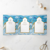 LeahGブルーのイスラム教徒の結婚式がNikahを招待 三つ折り招待状 (内部)