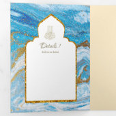 LeahGブルーのイスラム教徒の結婚式がNikahを招待 三つ折り招待状 (内部最初)