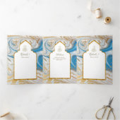 LeahGブルーのイスラム教徒の結婚式がNikahを招待 三つ折り招待状 (内部)