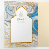 LeahGブルーのイスラム教徒の結婚式がNikahを招待 三つ折り招待状 (内部最初)