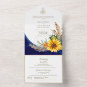 LeahGブルーヒマワリフローライスラム結婚教徒 オールインワン招待状 (内側)