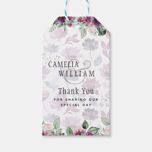 LeahGプラムパープルベリーフローラ結婚の秋冬 ギフトタグ (正面)