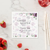 LeahGプラムパープルベリーフローラ結婚の秋冬 スタンダードカクテルナプキン (インサイチュ)