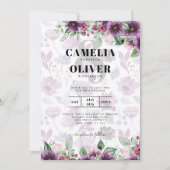 LeahGプラムパープルベリーフローラ結婚の秋冬 招待状 (正面)