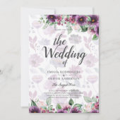 LeahGプラムパープルベリーフローラ結婚の秋冬 招待状 (正面)