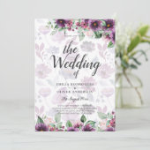 LeahGプラムパープルベリーフローラ結婚の秋冬 招待状 (スタンド正面)