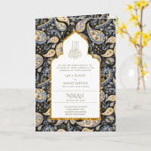 LeahGペイズリー華美イスラム教徒の結婚式の招待 カード (黄色い花)