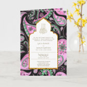 LeahGペイズリー華美イスラム教徒の結婚式の招待 カード (黄色い花)