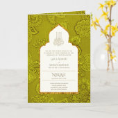 LeahGペイズリー華美イスラム教徒の結婚式の招待 カード (黄色い花)