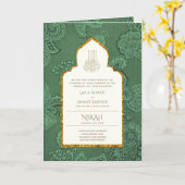 LeahGペイズリー華美イスラム教徒の結婚式の招待 カード (黄色い花)