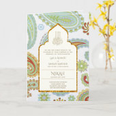 LeahGペイズリー華美イスラム教徒の結婚式の招待 カード (黄色い花)