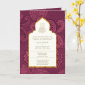 LeahGペイズリー華美イスラム教徒の結婚式の招待 カード (黄色い花)