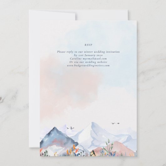 LeahGマウンテンシーンウィンターデュー結婚式招待状 招待状 (裏面)