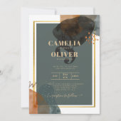 Leahgモダン抽象芸術ティール(緑がかった色)アースはっきりした音予測できな 招待状 (正面)