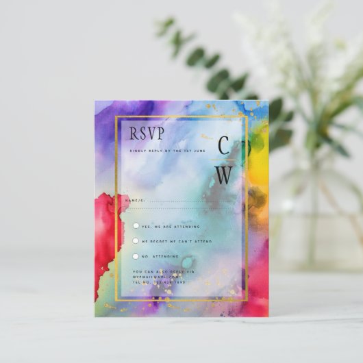 LeahGレインボープライドアルコールインクウェディングRSVPg (スタンド正面)