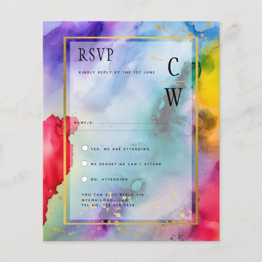 LeahGレインボープライドアルコールインクウェディングRSVPg (正面)