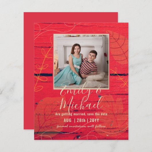 LeahG予算PHOTO日救付赤金ゴールド葉数 (正面/裏面)