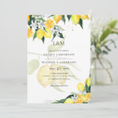 LeahG柑橘類イエローレモンの結婚式の招待 招待状 (スタンド正面)