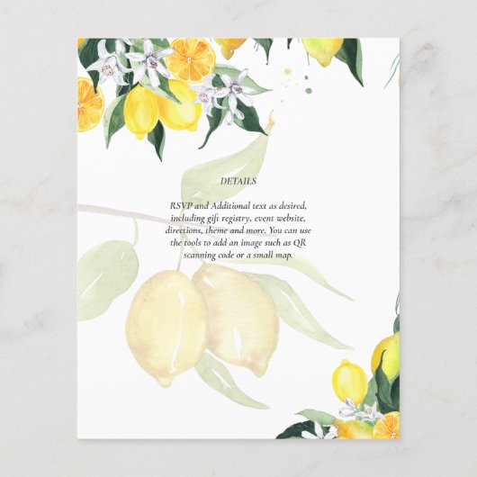 LeahG柑橘類レモンの予算の結婚式が黄色を招待 (裏面)