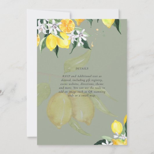 LeahG柑橘類レモンの予算の結婚式が黄色を招待 (裏面)