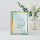 LeahG海ガラスティール(緑がかった色)金ゴールドインクウェディング招待 (スタンド正面)