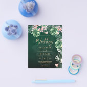 LeahG熱帯グリーンピンクフローラ結婚葉 チラシ (シングル)