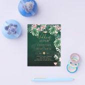 LeahG熱帯グリーンピンクフローラ結婚葉 チラシ (シングル)