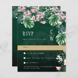 LeahG熱帯緑ピンクの植物学結婚院