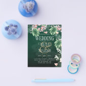 LeahG熱帯緑ピンクの植物学結婚院 チラシ (シングル)