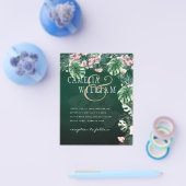 LeahG熱帯緑ピンクの植物学結婚院 チラシ (シングル)