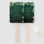 LeahG熱帯緑ピンクの植物学結婚院 ハンドファン (正面&裏面)