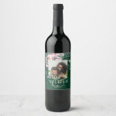 LeahG熱帯緑ピンクの植物学結婚院 ワインラベル (正面)