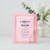 LeahG赤面ピンクの金ゴールドインクグラデーション結婚式の招待 (スタンド正面)