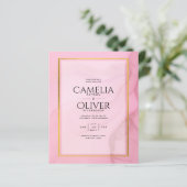 LeahG赤面ピンクの金ゴールドインクグラデーション結婚式の招待 (スタンド正面)