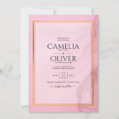 LeahG赤面ピンクの金ゴールドインクグラデーション結婚式の招待 招待状 (正面)